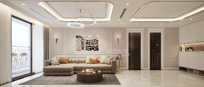 Nội thất phòng khách chung cư tân cổ điển đẹp sang trọng, ấn tượng Mẫu nội thất chung cư
