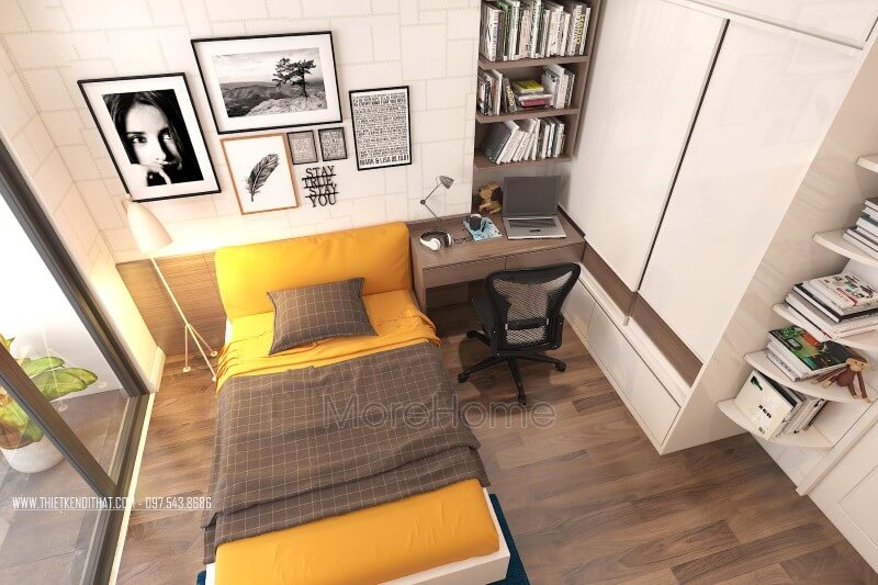Tủ quần áo từ gỗ công nghiệp acrylic màu trắng trang nhã vừa mang đến tính thẩm mỹ cao vừa tạo cảm giác cơi nới cho không gian Mẫu nội thất chung cư
