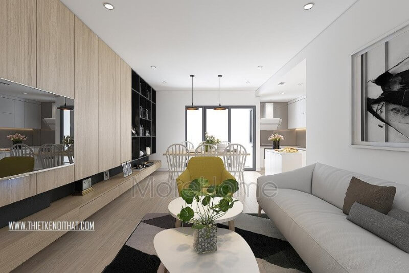 Mẫu thiết kế nội thất chung cư Home City hiện đại nhấn mạnh vào công năng sử dụng và lược bỏ đi mọi chi tiết rườm rà, rối mắt, giúp gia chủ tiết kiệm được diện tích sinh hoạt mà không hề làm mất đi tính công năng của sản phẩm. Nội thất chung cư đẹp