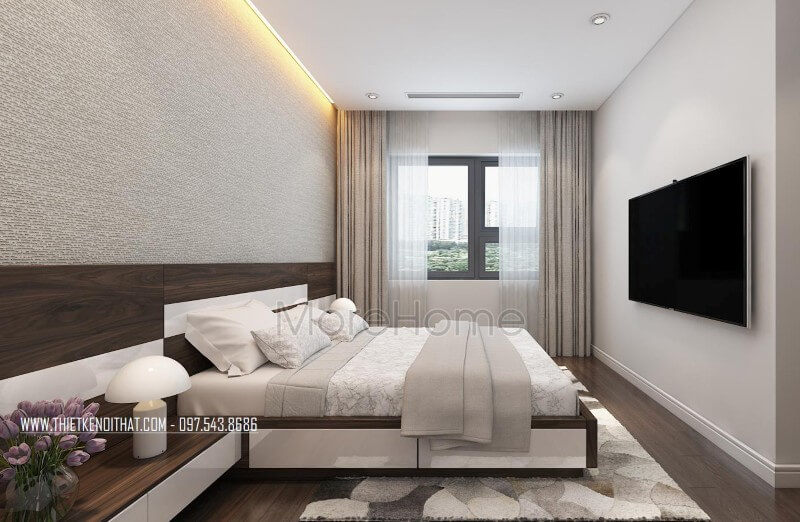 Thiết kế nội thất phòng ngủ chung cư đơn giản và tiện nghi Mẫu nội thất chung cư đẹp