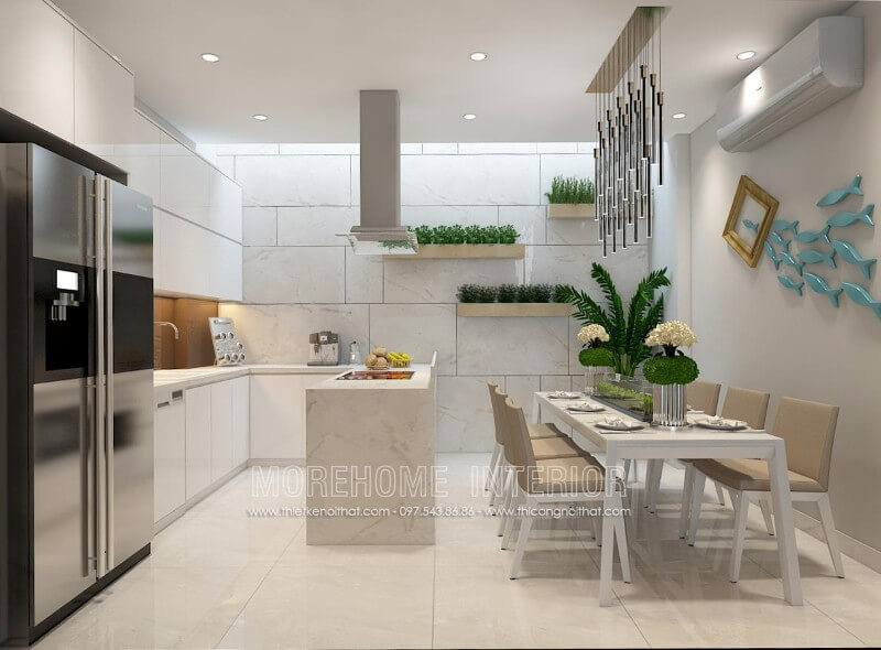 Thiết kế nội thất tủ bếp chung cư nhỏ phong cách hiện đại đầy tinh tế Thiết kế và sản xuất tủ bếp đẹp