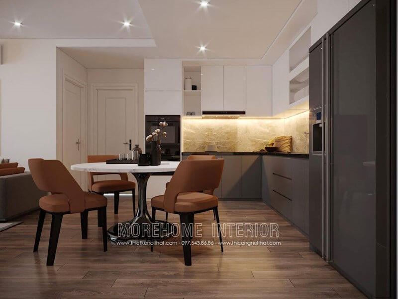 Mẫu tủ bếp acrylic màu trắng đẹp cho không gian bếp Tủ bếp màu trắng, tủ bếp màu nâu đẹp