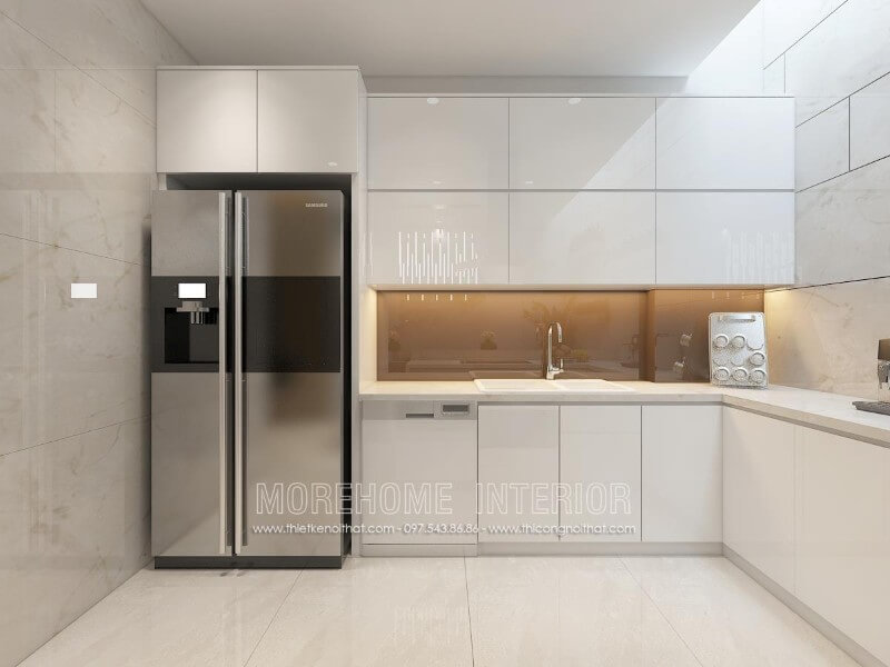 Trang trí nội thất phòng bếp chung cư vơi mẫu tủ bếp phong cách hiện đại và ấn tượng Tủ bếp hiện đại