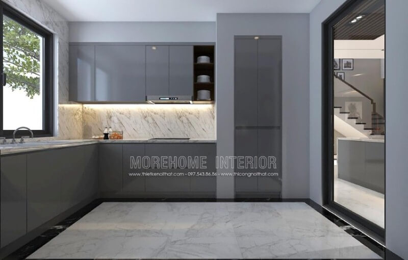 Đá ốp tường bếp vân mây đẹp sang trọng sẽ là lựa chọn tuyệt vời cho phòng bếp hiện đại. Thiết kế nội thất biệt thự
