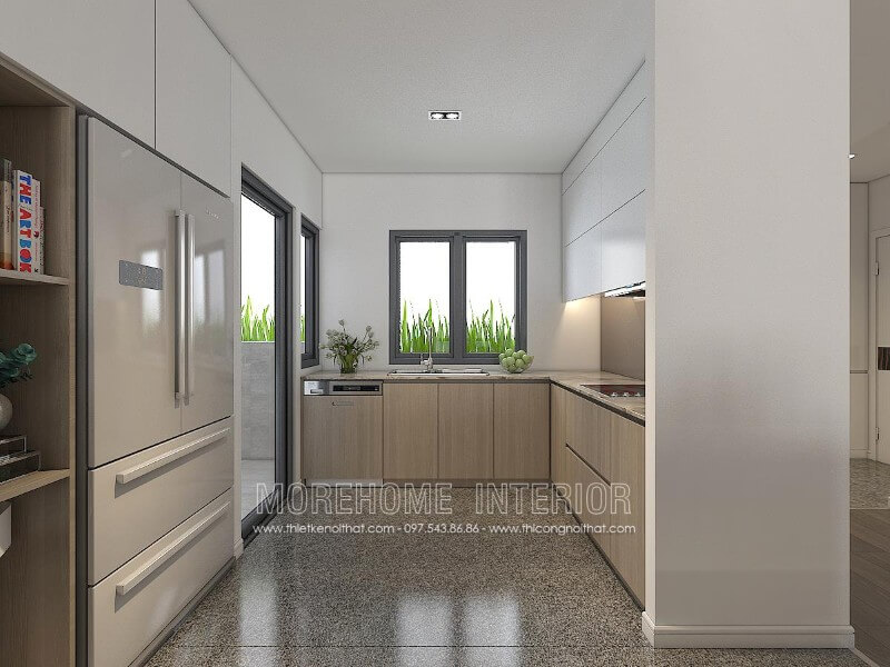 Trang trí nội thất phòng bếp chung cư nhỏ với tủ bếp gỗ công nghiệp Thiết kế tủ bếp chung cư đẹp
