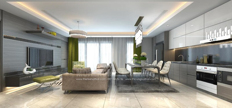 Sự kết hợp hoàn hảo giữa 2 gam màu xám và trắng, mẫu tủ bếp gỗ công nghiệp đã mang đến một không gian tràn đầy sang trọng và sinh động hơn bao giờ hết Tủ bếp gỗ công nghiệp và tủ bếp acrylic