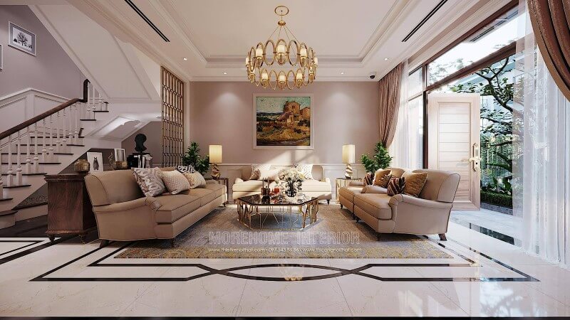Mẫu sofa bọc da cao cấp phong cách tân cổ điển sofa tân cổ điển