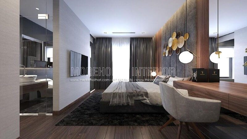 Trang trí nội thất phòng ngủ master khép kín hiện đại, đẹp.