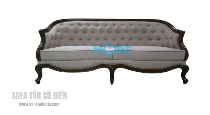 Sofa văng tân cổ điển MS-008 gỗ tự nhiên Óc chó, bọc nỉ nhập khẩu cao cấp cho chung cư, biệt thự đẹp