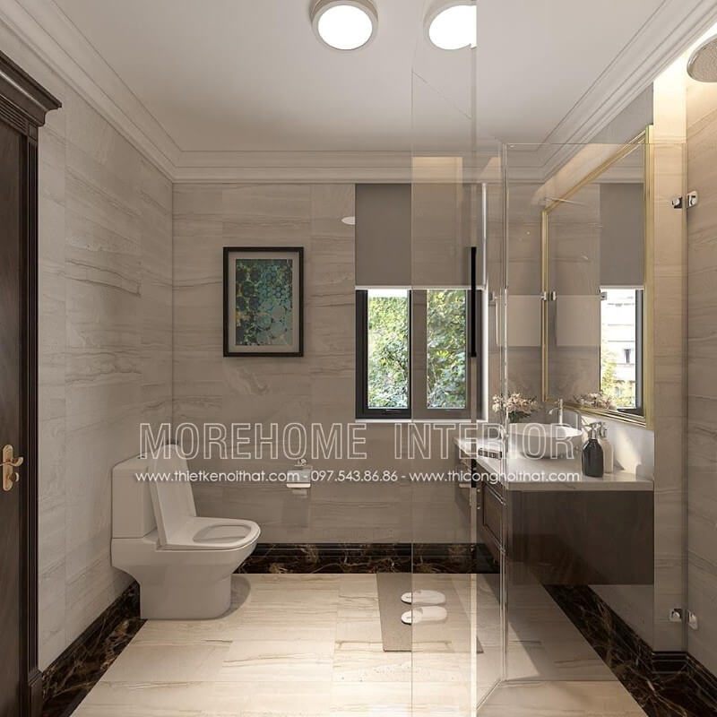 Thiết kế nội thất phòng tắm biệt thự sang trọng, hiện đại