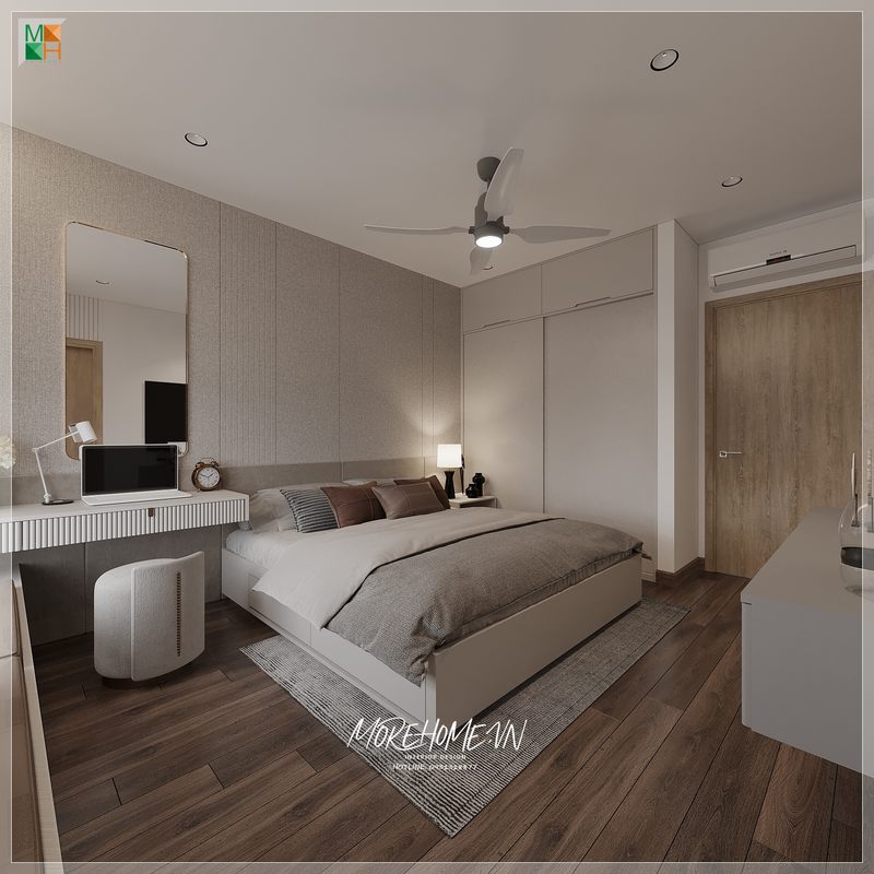 Giường ngủ gỗ công nghiệp màu trắng có hộc tiện lợi góp phần mang đến sự sang trọng cho tổ ấm của gia đình.