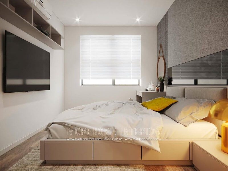 Trang trí phòng ngủ nhỏ đẹp đơn giản với kệ treo tường
