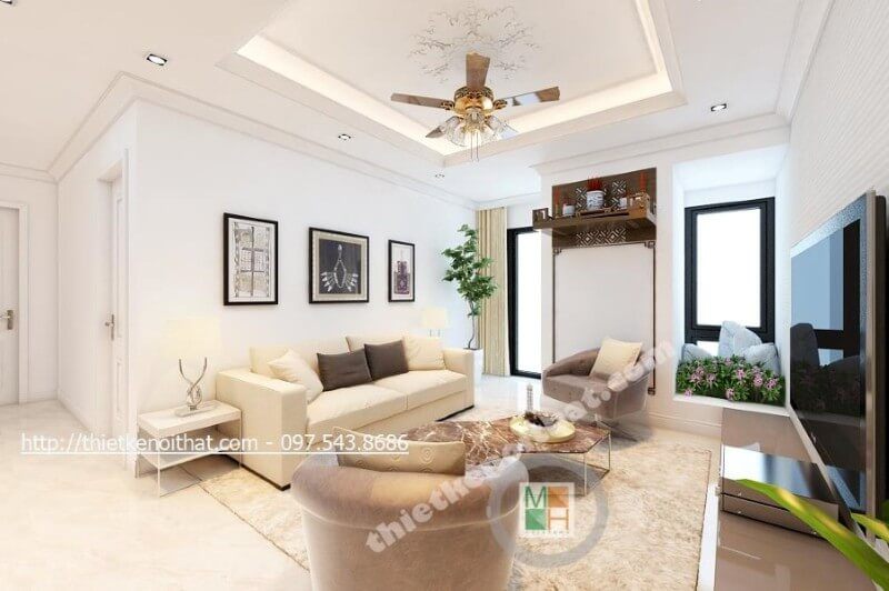 Trang trí nội thất phòng khách hiện đại, đơn giản nhưng vẫn đảm bảo công năng sử dụng của gia chủ