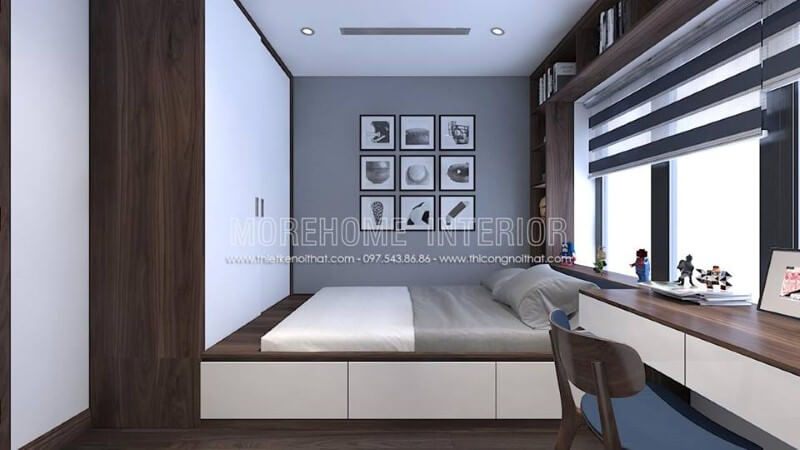 Tủ quần áo liền giường đẹp, hiện đại, sang trọng cho phòng ngủ của con.