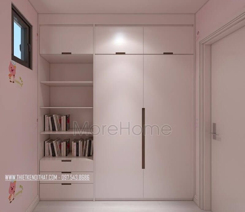 Tủ quần áo kết hợp kệ hở để sách vừa tiện dụng vừa gọn gàng cho phòng ngủ con trai