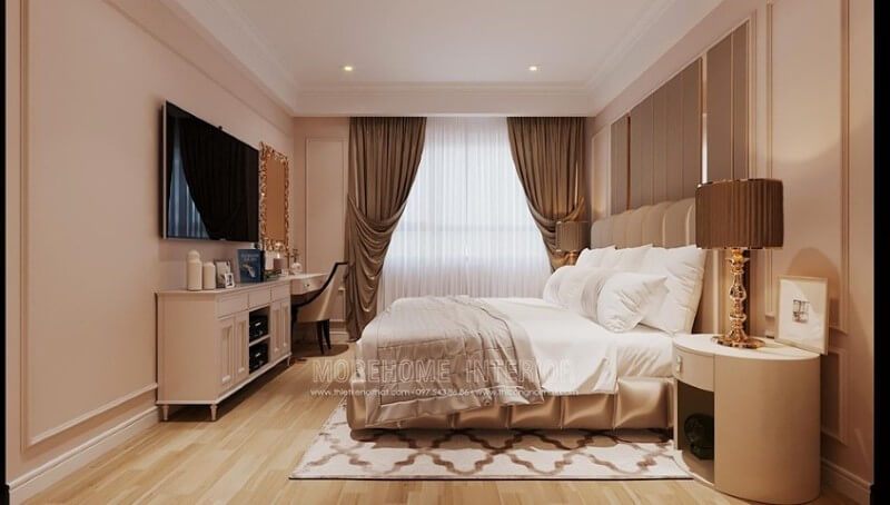 Thiết kế nội thất phòng ngủ chung cư tân cổ điển