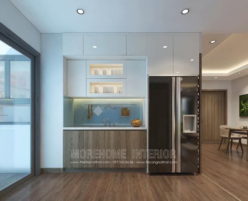Nếu căn bếp chung cư nhà bạn có diện tích nhỏ thì mẫu tủ bếp chữ i này của chúng tôi sẽ là sự lựa chọn hàng đầu của bạn đấy